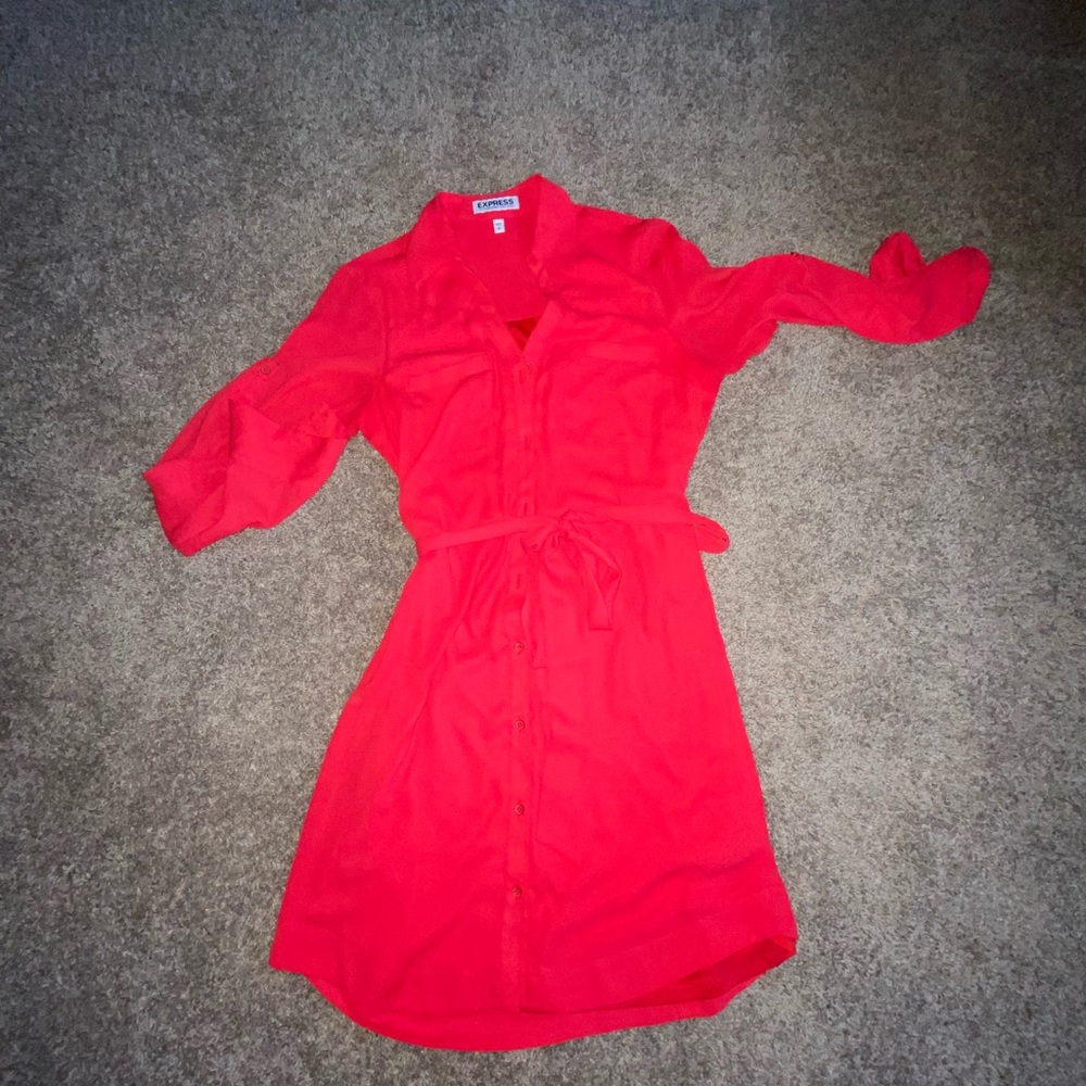 Express portofino red shirt dress